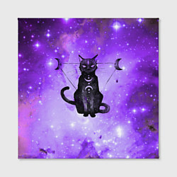 Холст квадратный Космическая черная кошка, цвет: 3D-принт — фото 2