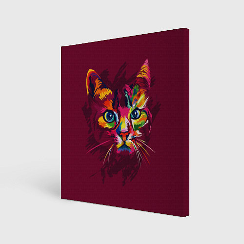 Картина квадратная Кошечка в ярких красках / 3D-принт – фото 1