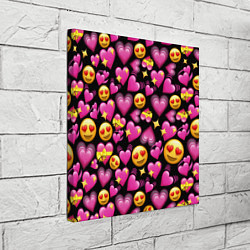 Холст квадратный Эмодзи сердечки, цвет: 3D-принт — фото 2