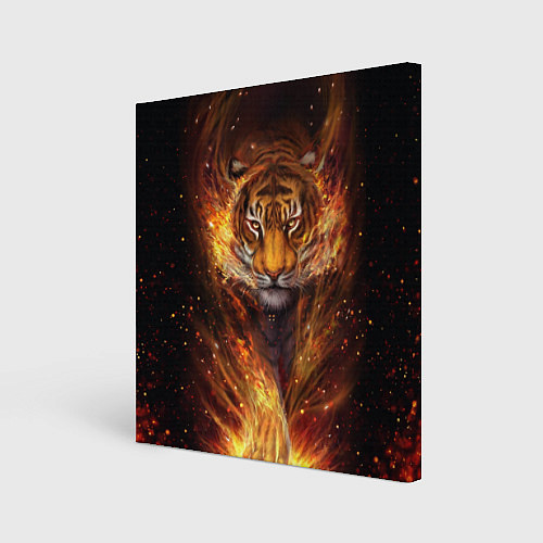 Картина квадратная Огненный тигр Сила огня / 3D-принт – фото 1