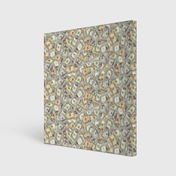 Картина квадратная Доллары 1, 2, 10, 100 банкноты