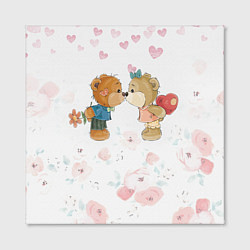 Холст квадратный Плюшевый Поцелуй Влюблённые Мишки, цвет: 3D-принт — фото 2