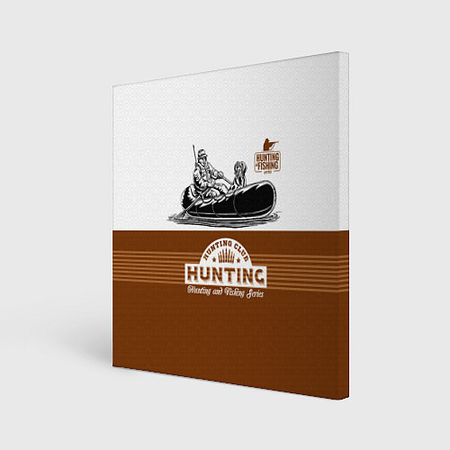 Картина квадратная Охотник на уток в лодке с собакой / 3D-принт – фото 1