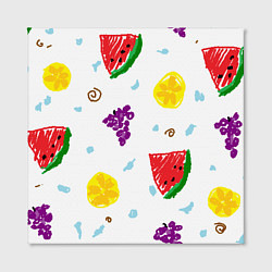 Холст квадратный Пиксельные фрукты, цвет: 3D-принт — фото 2