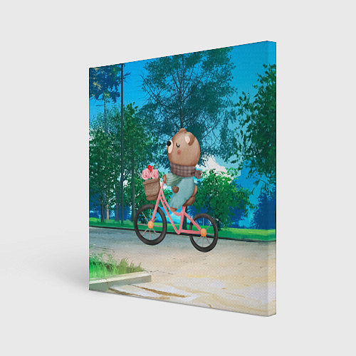 Картина квадратная Медведь на велосипеде / 3D-принт – фото 1