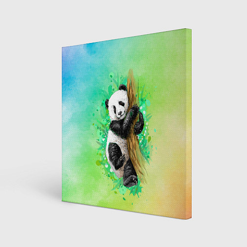 Картина квадратная ПАНДА PANDA ЦВЕТНЫЕ КРАСКИ / 3D-принт – фото 1