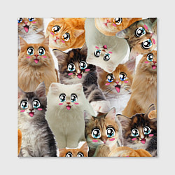 Холст квадратный Много кошек с большими анимэ глазами, цвет: 3D-принт — фото 2