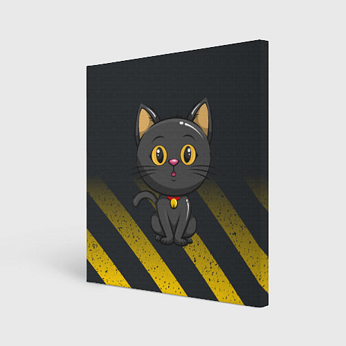 Картина квадратная Черный кот желтые полосы / 3D-принт – фото 1