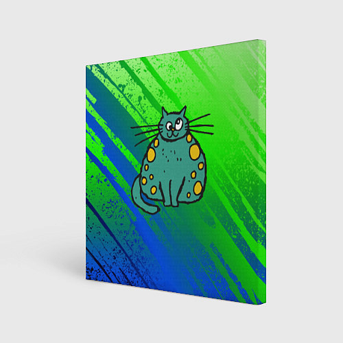 Картина квадратная Прикольный зеленый кот / 3D-принт – фото 1