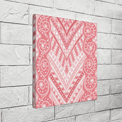 Холст квадратный Абстракция в стиле дудл Розовый и белый цвета Лини, цвет: 3D-принт — фото 2