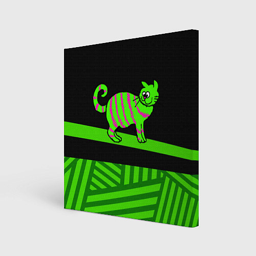 Картина квадратная Зеленый полосатый кот / 3D-принт – фото 1