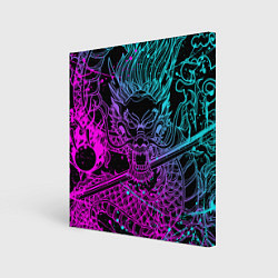 Картина квадратная НЕОНОВЫЕ ДРАКОНЫ NEON DRAGON БРЫЗГИ КРАСОК
