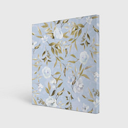 Холст квадратный Цветы Золотые Листья, цвет: 3D-принт