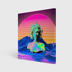 Картина квадратная Gorgon Medusa Vaporwave Neon Mountains