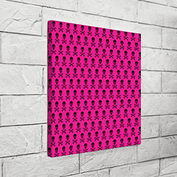 Холст квадратный Розовый фон с черепами паттерн, цвет: 3D-принт — фото 2