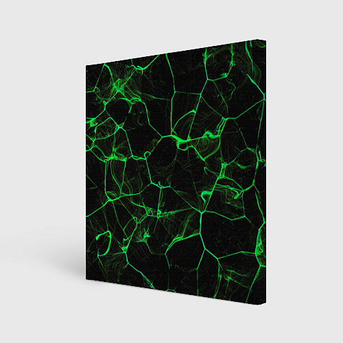 Картина квадратная Абстракция - Черно-зеленый фон - дым / 3D-принт – фото 1