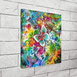 Холст квадратный Яркое безумие Бабочки, кляксы, граффити, цвет: 3D-принт — фото 2