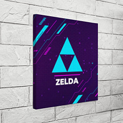 Холст квадратный Символ Zelda в неоновых цветах на темном фоне, цвет: 3D-принт — фото 2