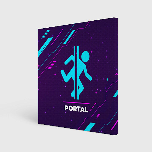 Картина квадратная Символ Portal в неоновых цветах на темном фоне / 3D-принт – фото 1