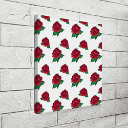 Холст квадратный Цветы Красные Розы На Белом Фоне, цвет: 3D-принт — фото 2