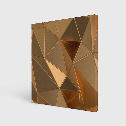 Картина квадратная Золотые 3D треугольники / 3D-принт – фото 1