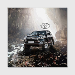Холст квадратный Toyota Land Cruiser 200 в пещере со скальными рису, цвет: 3D-принт — фото 2