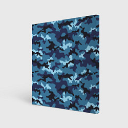 Холст квадратный Камуфляж Тёмно-Синий Camouflage Dark-Blue, цвет: 3D-принт