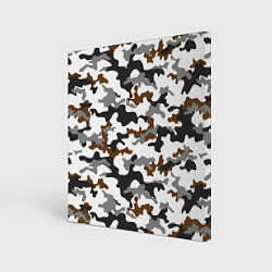 Картина квадратная Камуфляж Чёрно-Белый Camouflage Black-White