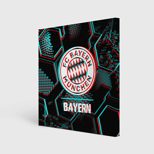 Картина квадратная Bayern FC в стиле Glitch на темном фоне / 3D-принт – фото 1