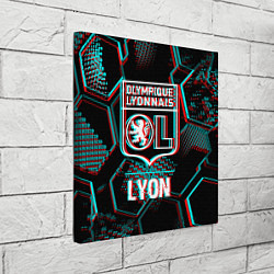 Холст квадратный Lyon FC в стиле Glitch на темном фоне, цвет: 3D-принт — фото 2