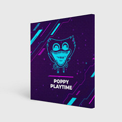 Холст квадратный Символ Poppy Playtime в неоновых цветах на темном, цвет: 3D-принт