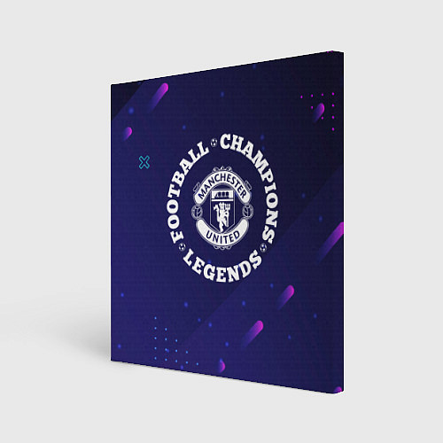 Картина квадратная Символ Manchester United и круглая надпись Footbal / 3D-принт – фото 1