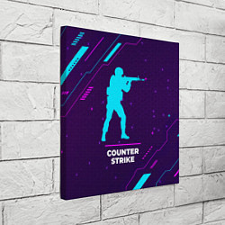 Холст квадратный Символ Counter Strike в неоновых цветах на темном, цвет: 3D-принт — фото 2