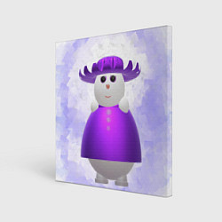 Картина квадратная Снеговик в фиолетовой шляпе