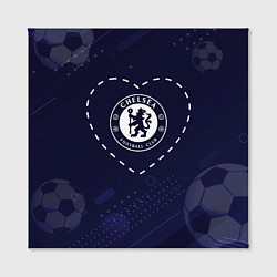 Холст квадратный Лого Chelsea в сердечке на фоне мячей, цвет: 3D-принт — фото 2