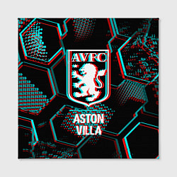Холст квадратный Aston Villa FC в стиле Glitch на темном фоне, цвет: 3D-принт — фото 2
