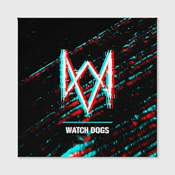 Холст квадратный Watch Dogs в стиле Glitch Баги Графики на темном ф, цвет: 3D-принт — фото 2