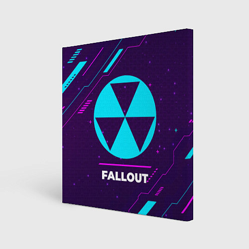 Картина квадратная Символ Fallout в неоновых цветах на темном фоне / 3D-принт – фото 1