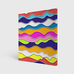 Холст квадратный Разноцветные волны Летний паттерн, цвет: 3D-принт