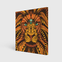 Холст квадратный Африканский Лев Морда Льва с узорами Мандала, цвет: 3D-принт