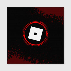 Холст квадратный Символ Roblox и краска вокруг на темном фоне, цвет: 3D-принт — фото 2