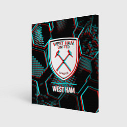 Картина квадратная West Ham FC в стиле Glitch на темном фоне