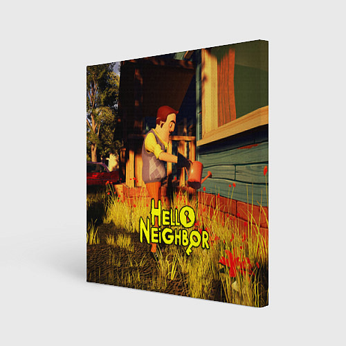 Картина квадратная Hello Neighbor Привет сосед Сосед поливает / 3D-принт – фото 1