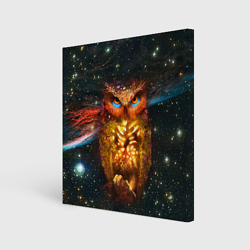 Картина квадратная Космический взгляд совы / 3D-принт – фото 1