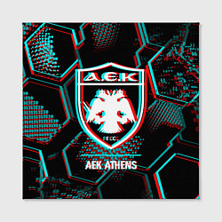 Холст квадратный AEK Athens FC в стиле Glitch на темном фоне, цвет: 3D-принт — фото 2