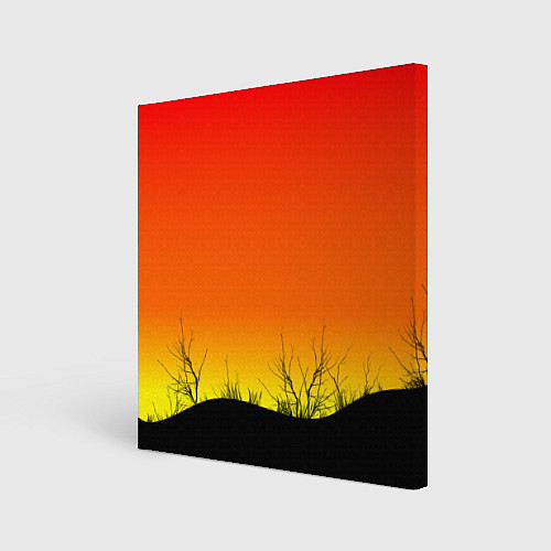 Картина квадратная Закат и травы / 3D-принт – фото 1