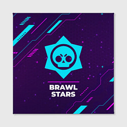 Холст квадратный Символ Brawl Stars в неоновых цветах на темном фон, цвет: 3D-принт — фото 2