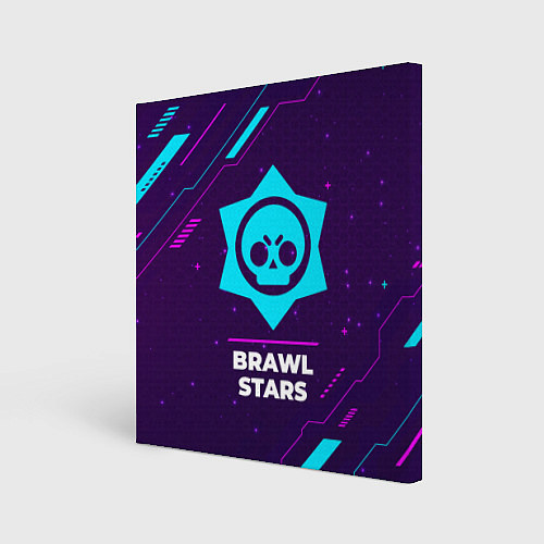 Картина квадратная Символ Brawl Stars в неоновых цветах на темном фон / 3D-принт – фото 1