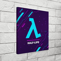 Холст квадратный Символ Half-Life в неоновых цветах на темном фоне, цвет: 3D-принт — фото 2