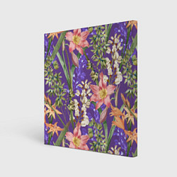 Холст квадратный Яркий Цветочный Сад, цвет: 3D-принт